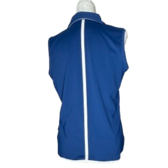 Lady Hagen Women's Blue White Sleeveless Golf Polo Collared V-Neck Top Medium - Picture 3 of 8
